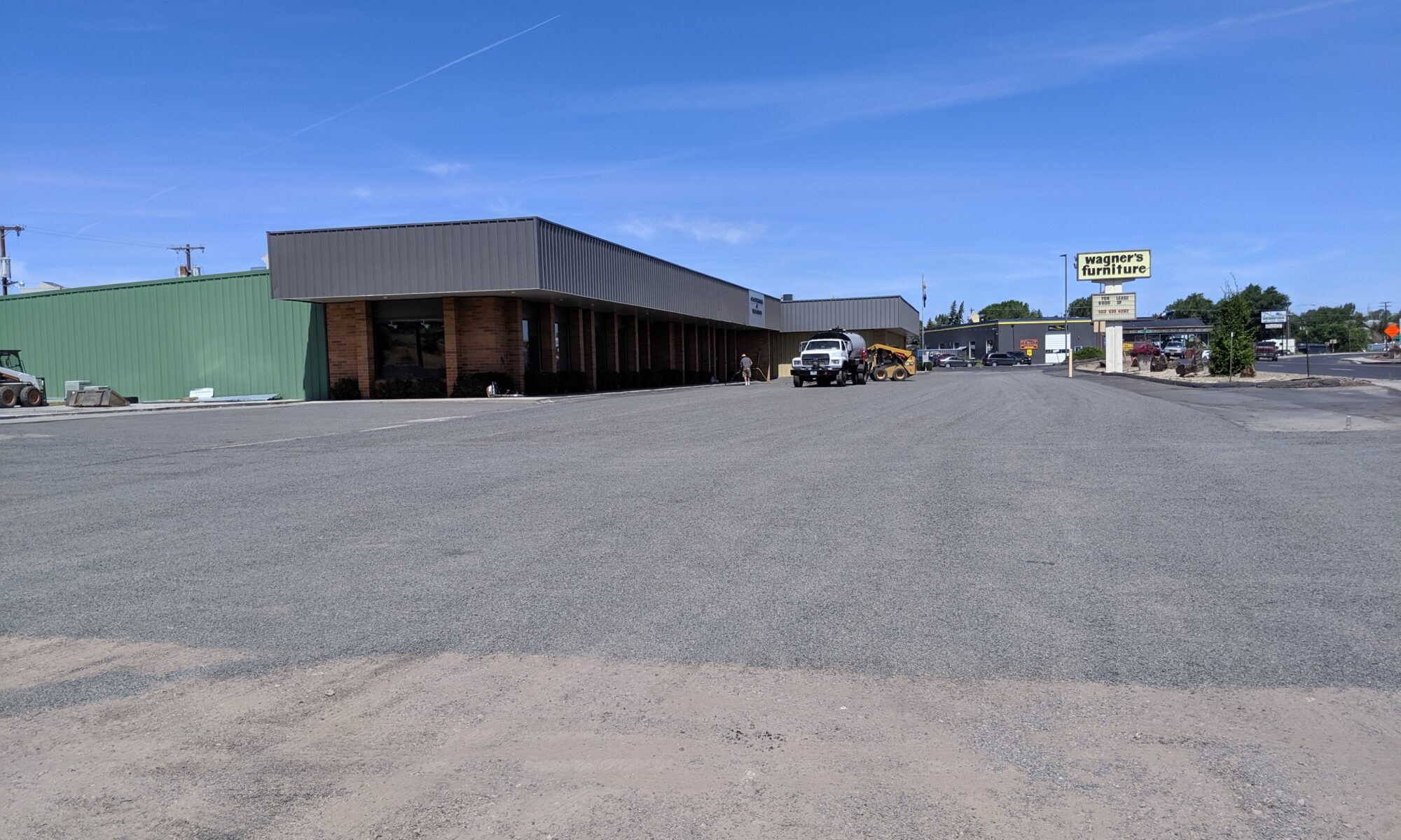 Parking lot chip seal overlay.